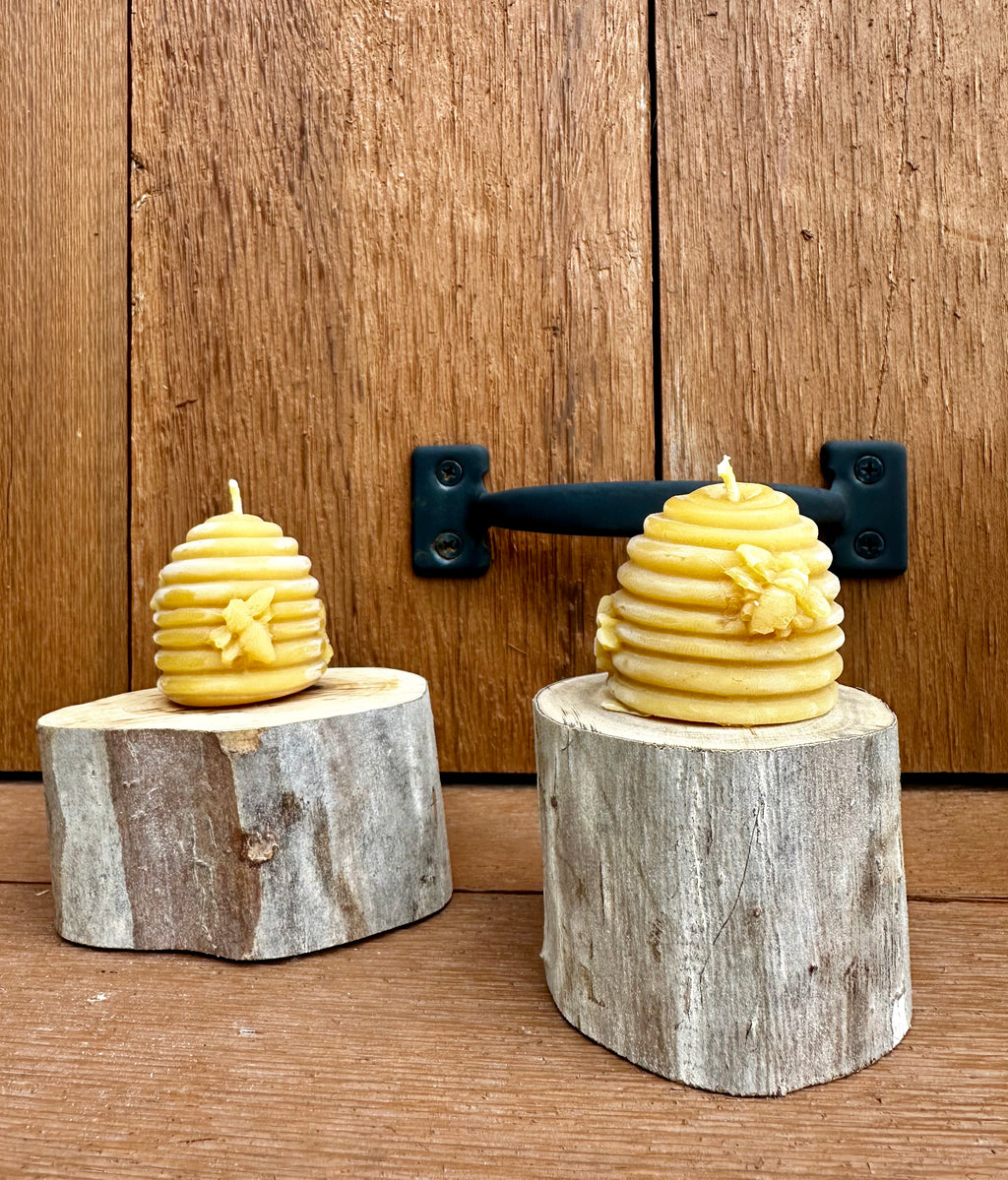 Beeswax Candle with Wooden Stand