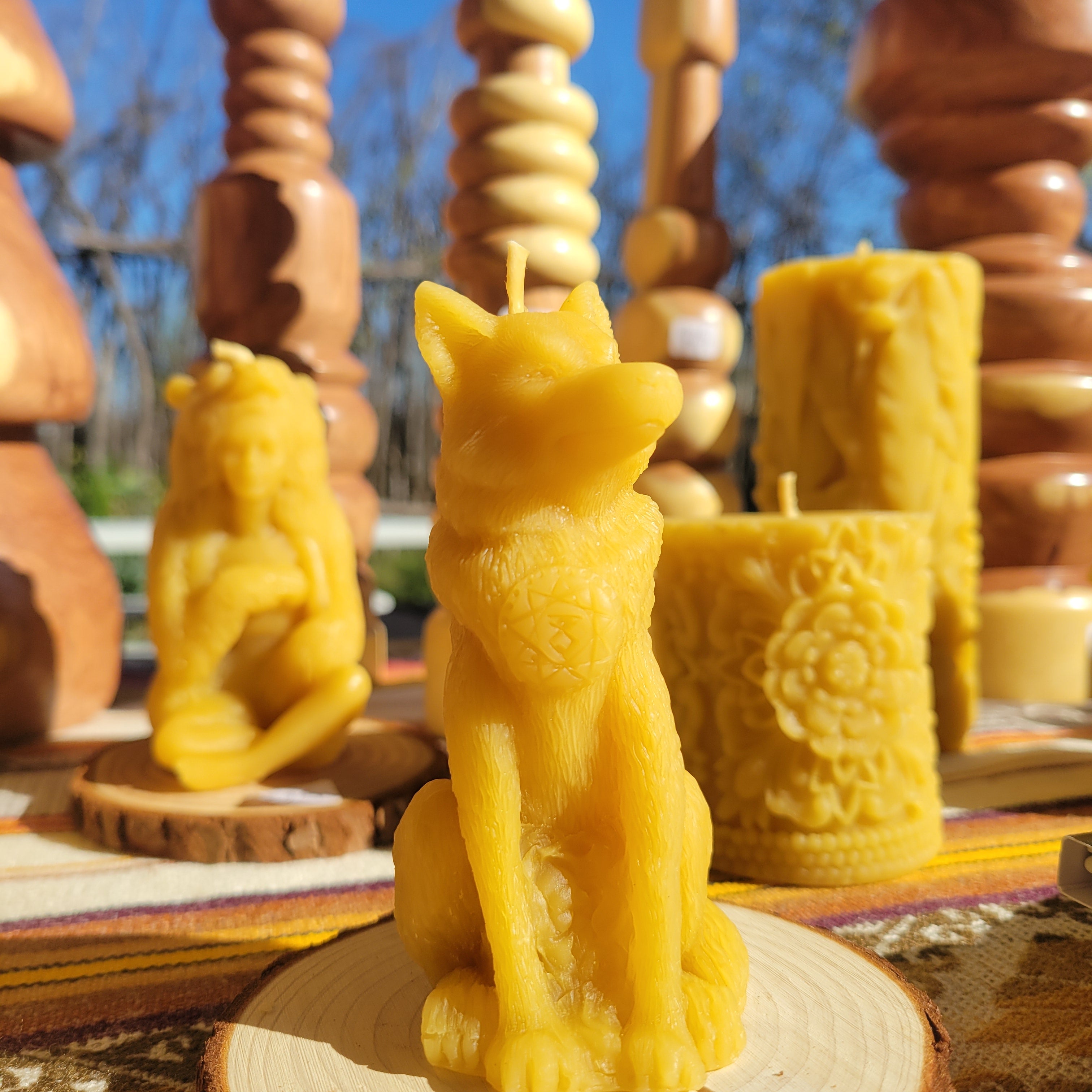 Beeswax Candle Wolf